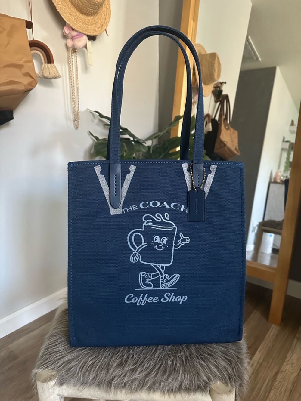 Coach coffee shop blue tote NWT